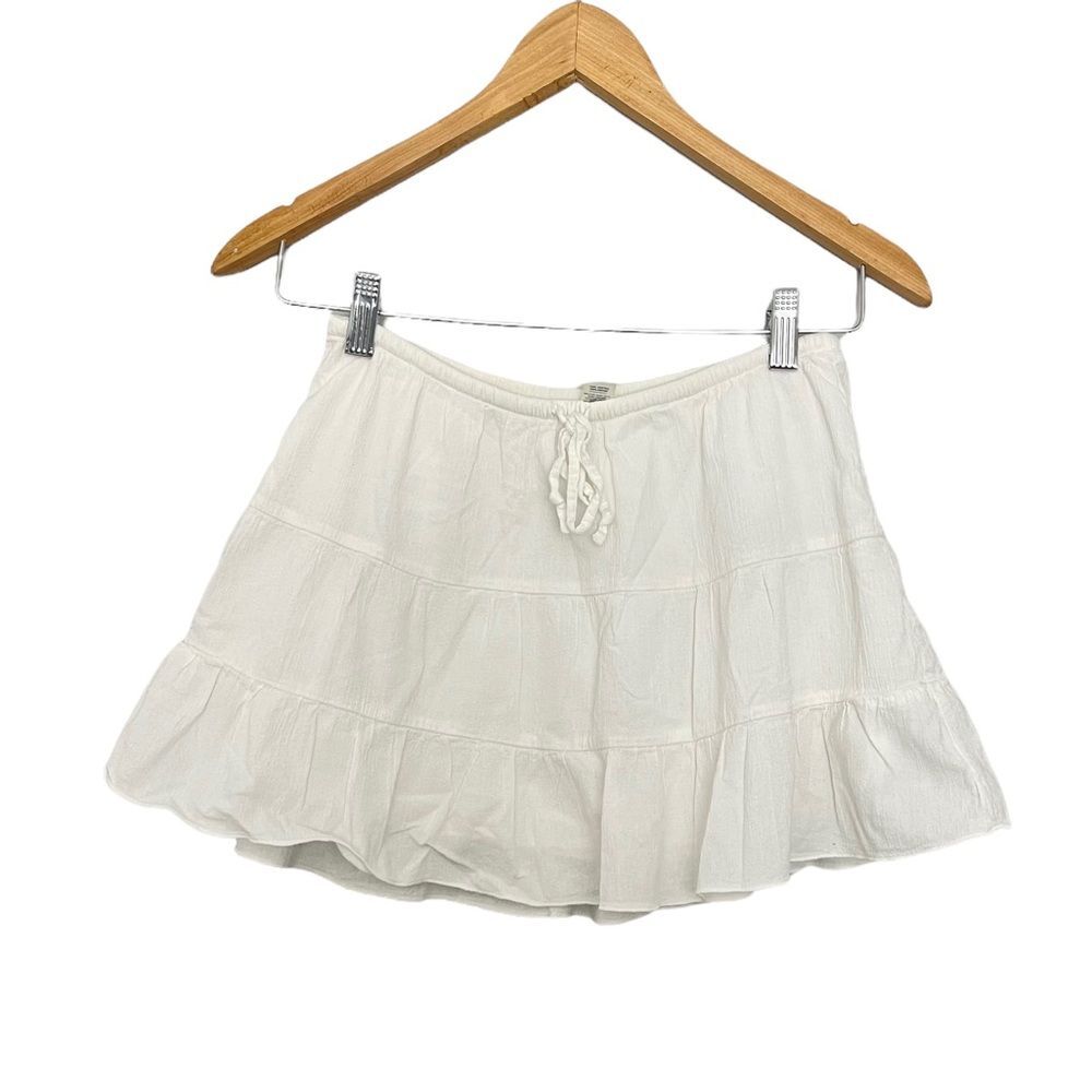 Vintage Y2K Micro Mini Tiered White Skirt Size 1